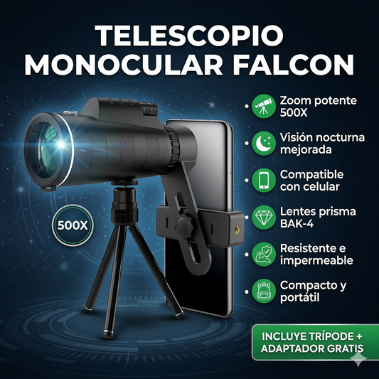 Telescopio Portátil con Visión Nocturna 500x Falcon